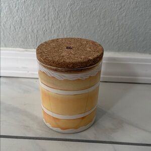 Hallmark Yellow and White Striped Candle with Cork Lid